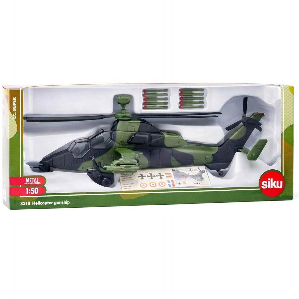 Siku Super 1:50 8318 Helikopter wojskowy metal opakowanie moro